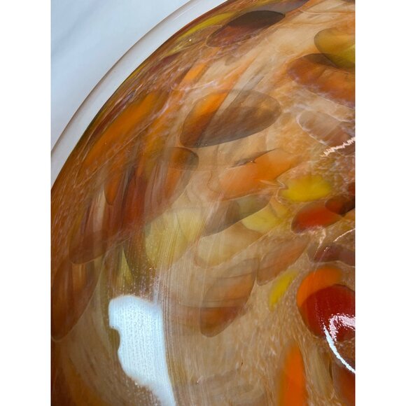Italian Orange Red & Yellow Glass Bowl 15'' - Picture 4 of 6